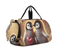 Borsone da viaggio per ragazzi Weekend Duffel Pernottamento Viaggio Borse Ragazze Tote Scomparto Scarpa Pinguino Coppia Cuore Amore, Pinguino Coppia Cuore Amore, classico