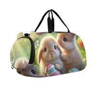 Borsone da viaggio per ragazzi Weekend Duffel Pernottamento Viaggio Borse Ragazze Tote Scomparto Scarpa Pinguino Coppia Cuore Amore, Giardino delle coppie di conigli, classico