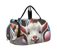 Borsone da viaggio per ragazzi Weekend Duffel Pernottamento Viaggio Borse Ragazze Tote Scomparto Scarpa Pinguino Coppia Cuore Amore, Festa Capra Compleanno Divertente, classico