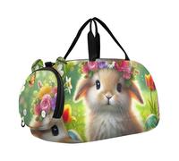 Borsone da viaggio per ragazzi Weekend Duffel Pernottamento Viaggio Borse Ragazze Tote Scomparto Scarpa Pinguino Coppia Cuore Amore, Coniglietto Pastello Pasqua Joy, classico