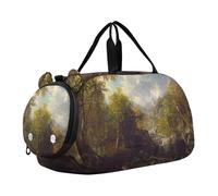 Borsone da viaggio per ragazzi Weekender Overnight Bierstadt Albert Rocky Mountain Sheep Ovis Montana borsone da viaggio con scomparto per scarpe, Albert Bierstadt paesaggio Smeraldo, classico