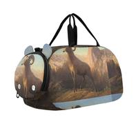 Borsone da viaggio per ragazzi Weekender Overnight Bierstadt Albert Rocky Mountain Sheep Ovis Montana borsone da viaggio con scomparto per scarpe, Bierstadt Albert Ovis Montana Ovis Montana, classico