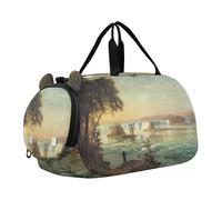 Borsone da viaggio per ragazzi Weekender Overnight Bierstadt Albert Rocky Mountain Sheep Ovis Montana borsone da viaggio con scomparto per scarpe, Bierstadt Albert Falls St scenario, classico