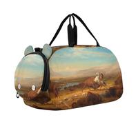 Borsone da viaggio per ragazzi Weekender Overnight Bierstadt Albert Rocky Mountain Sheep Ovis Montana borsone da viaggio con scomparto per scarpe, Stampa Albert Bierstadt Last Buffalo, classico