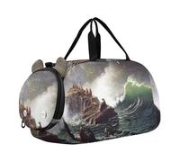 Borsone da viaggio per ragazzi Weekender Overnight Bierstadt Albert Rocky Mountain Sheep Ovis Montana borsone da viaggio con scomparto per scarpe, Bierstadt Albert sigilla le rocce Isole Farallon