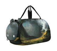 Borsone da viaggio per ragazzi Weekender Overnight Bierstadt Albert Rocky Mountain Sheep Ovis Montana borsone da viaggio con scomparto per scarpe, Albert Bierstadt Montagne Tempestali, classico