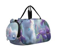 Borsone da viaggio per ragazzi Weekender Pernottamento Royal Bee Roses Vintage Estetica Viaggio Borse Tote con Tracolla, Carino Gattino Bianco Fantasia Farfalla, classico