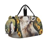 Borsone da viaggio per ragazzi Weekender Pernottamento Royal Bee Roses Vintage Estetica Viaggio Borse Tote con Tracolla, Girasoli realistici lupo ululante, classico