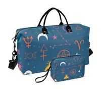 Borsone da viaggio per tarocchi astrologico dal design colorato, borsa da palestra grande con tracolla regolabile per aereo, da viaggio, pieghevole, Tarocchi di astrologia dal design colorato, 1 size