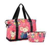 Borsone da viaggio per toeletta con topi Schiaccianoci Pesca Borsa da viaggio per weekend con borsa da toilette per palestra di grande capacità, ratti schiaccianoci pesca, 1 size