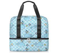 Borsone da viaggio per uomini, donne, ragazze e ragazzi, 21 l, borsa da fine settimana separata per sport, palestra, viaggi, weekender, graziosa squama di pesce balena, Colore, 21L, Borsone da viaggio