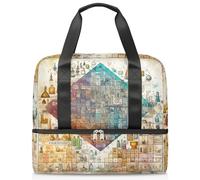 Borsone da viaggio per uomini, donne, ragazze e ragazzi, 21 l, borsa da fine settimana separata per sport, palestra, viaggi, weekender, tavola periodica vintage chimica, Colore, 21L, Borsone da