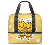 Borsone da viaggio per uomini, donne, ragazze e ragazzi, 21 l, borsa da fine settimana separata per sport, palestra, viaggi, weekender, carino cartone animato ape, Colore, 21L, Borsone da viaggio