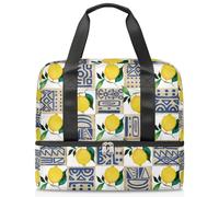 Borsone da viaggio per uomini, donne, ragazze e ragazzi, 21 l, borsa da fine settimana separata per sport, palestra, viaggi, weekend, giallo limone Egitto geroglifici, Colore, 21L, Borsone da viaggio