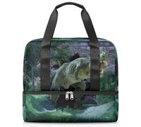 Borsone da viaggio per uomini, donne, ragazze e ragazzi, 21 l, borsa da weekend separata per sport, palestra, viaggi, weekender, 3D Forest Tyrannosaurus Rex Dino, Colore, 21L, Borsone da viaggio