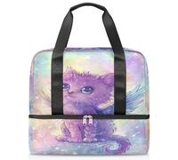 Borsone da viaggio per uomini, donne, ragazze e ragazzi, 21 l, borsa per il fine settimana separata per sport, palestra, viaggi, weekender, angelo simpatico gatto, Colore, 21L, Borsone da viaggio