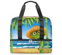 Borsone da viaggio per uomini, donne, ragazze e ragazzi, 21 l, borsa per il fine settimana separata per sport, palestra, viaggi, weekender, divertente, cartone animato, rana, spiaggia, Colore, 21L,
