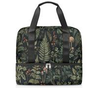 Borsone da viaggio per uomini, donne, ragazze e ragazzi, 21 l, borsa per il fine settimana separata per sport, palestra, viaggi, weekender, fiori, felci, foglie e funghi, Colore, 21L, Borsone da