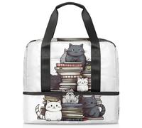 Borsone da viaggio per uomini, donne, ragazze e ragazzi, 21 l, borsa per il fine settimana separata per sport, palestra, viaggi, weekender, divertente gatto dei cartoni animati, Colore, 21L, Borsone