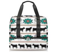 Borsone da viaggio per uomini, donne, ragazze e ragazzi, 21 l, borsa per il fine settimana separata per sport, palestra, viaggi, weekender, acchiappasogni azteco con cavalli, Colore, 21L, Borsone da