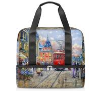 Borsone da viaggio per uomini, donne, ragazze, ragazzi, 21 l, borsa da fine settimana separata per sport, palestra, viaggi, weekend, paesaggio stradale, pittura a olio, Colore, 21L, Borsone da viaggio