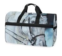 Borsone da viaggio per uomini, donne, ragazzi, ragazze, adolescenti, con cavallo bianco, borsa da palestra oversize con scomparto per scarpe, per la notte, il fine settimana, yoga, allenamento, borsa