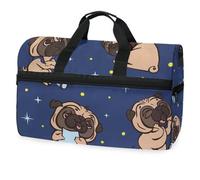 Borsone da viaggio per uomini, donne, ragazzi, ragazze, adolescenti, con stampa di un carlino, con scomparto per scarpe, per la notte, il fine settimana, yoga, allenamento, borsa da allenamento, #02,