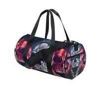 Borsone da viaggio per uomini e donne, 3D teschio in metallo grande viaggio pernottamento borsone unisex grande capacità bagagli sport palestra borsa, Cranio 18, Misura unica