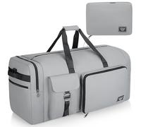 Borsone da viaggio per uomini e donne, grande borsone da viaggio da 86,4 cm, con scomparto per scarpe, borsone da viaggio pieghevole, impermeabile e resistente agli strappi (80 L, 120 L), Grigio, 120L