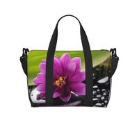 Borsone da viaggio per uomo borsa da palestra, fiore viola con pietra nera borsa da viaggio con tracolla, grande borsa da palestra per donne, borsa da viaggio per weekender, borsa pieghevole per