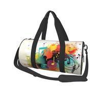 Borsone da viaggio per uomo e donna, con scomparto per scarpe, grande capacità, borsa per la notte a tema musica astratta, borsa sportiva da palestra per viaggi, yoga, Nero , Taglia unica