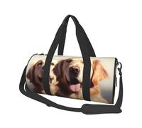 Borsone da viaggio per uomo e donna, con scomparto per scarpe, grande capacità, borsa per la notte, bella borsa da portare con sé con cane dorato, borsa sportiva da palestra per viaggi e yoga, Nero ,