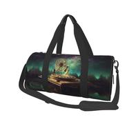Borsone da viaggio per uomo e donna, con scomparto per scarpe, grande capacità, borsa per la notte, carillon da sogno, borsa da portare con sé, borsa da palestra per viaggi, yoga, Nero , Taglia unica