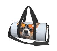 Borsone da viaggio per uomo e donna, con scomparto per scarpe, grande capacità, borsa per la notte con chihuahua, occhiali da cane, borsa da portare con sé, borsa da palestra per viaggi, yoga, Nero ,