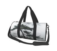 Borsone da viaggio per uomo e donna, con scomparto per scarpe, grande capacità, borsa per la notte con albero di pino di montagna nebbiosa borsa da portare con sé, borsa da palestra per viaggi, yoga,