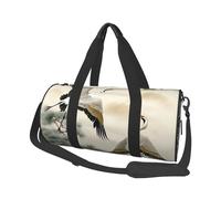 Borsone da viaggio per uomo e donna, con scomparto per scarpe, grande capacità, borsa per la notte con due gru che volano da portare con sé, borsa sportiva da palestra per viaggi, yoga, Nero , Taglia