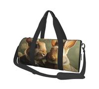 Borsone da viaggio per uomo e donna, con scomparto per scarpe, grande capacità, borsa per la notte, coppia di conigli, borsa da portare con sé, borsa sportiva da palestra, per viaggi, yoga, Nero ,