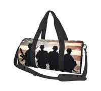 Borsone da viaggio per uomo e donna, con scomparto per scarpe, grande capacità, borsa per la notte, per il giorno delle forze armate americane, borsa da palestra per viaggi, yoga, Nero , Taglia unica