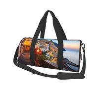 Borsone da viaggio per uomo e donna, con scomparto per scarpe, grande capacità, borsa per la notte Positano Seaside Sunset Carry On Tote Bag Sport Gym Bag per viaggi yoga, Nero , Taglia unica