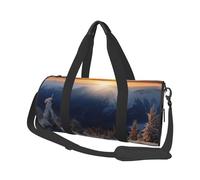 Borsone da viaggio per uomo e donna, con scomparto per scarpe, grande capacità, borsa per la notte, tramonto inverno, montagne, borse da portare con sé, borsa da palestra per viaggi, yoga, Nero ,