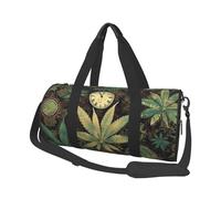 Borsone da viaggio per uomo e donna, con scomparto per scarpe, grande capacità, borsa per la notte, un soffio nel tempo, marijuana, borsa da portare con sé, sport, palestra, per viaggi, yoga, Nero ,
