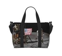 Borsone da viaggio per uomo e donna, grande borsa da palestra impermeabile, con stampa di bassotti neri, borsa da palestra con tracolla, Astronauta sulla Luna, One Size, Borsone da viaggio