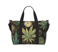 Borsone da viaggio per uomo e donna, regolabile, di grande capacità, borsa da viaggio per la notte, impermeabile, per sport, palestra, viaggi, yoga, Un soffio in tempo erba marijuana, Taglia unica