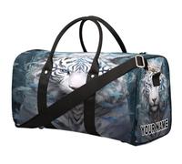 Borsone da viaggio personalizzato personalizzato, borsa da palestra sportiva, borsa da ballo, borsa da ballo pieghevole, borsa da viaggio per weekend, borsa da viaggio per donne, uomini, tigre bianca