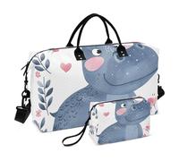 Borsone da viaggio, piccola principessa ippopotamo a corona, borsa da palestra con borsa portaoggetti, borsa per la notte, per uomini e donne, viaggi, sport, yoga, Multicolore, Taglia unica