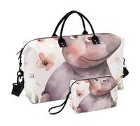 Borsone da viaggio, piccola principessa, ippopotamo, borsa da palestra con borsa portaoggetti, borsa per la notte, per uomini e donne, viaggi, sport, yoga, Multicolore, Taglia unica