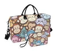 Borsone da viaggio, piccola scimmia, borsa da palestra con borsa portaoggetti, borsa per la notte, per uomini e donne, viaggi, sport, yoga, Multicolore, Taglia unica