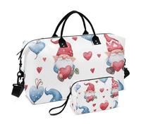 Borsone da viaggio, piccolo nano con cuori, borsa da palestra con borsa portaoggetti, borsa per la notte, per uomini e donne, viaggi, sport, yoga, Multicolore, Taglia unica
