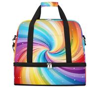Borsone da viaggio pieghevole arcobaleno colorato con vortice di grande capacità borsa sportiva da palestra con scomparto asciutto bagnato tasca per scarpe leggero da portare durante la notte borsa