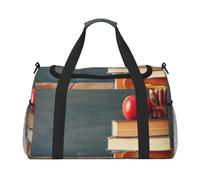 Borsone da viaggio, pieghevole, bagaglio a mano con tracolla staccabile, per weekend, palestra e pendolari in aeroporto, legno blu, 50 x 33 x 26 cm, Lavagna per insegnanti in classe, One Size